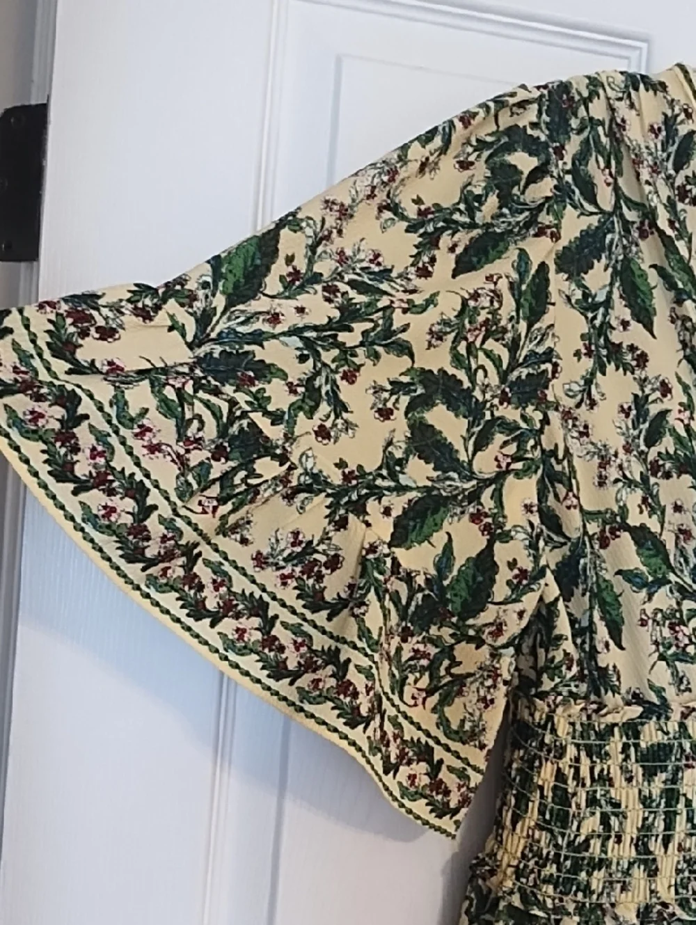 Max Studio Cream Maxi Dress with Green Floral Print - Picture 3 of 5